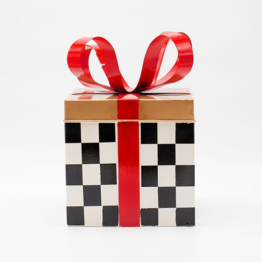 ΜΕΤΑΛΛΙΚΟ ΔΩΡΑΚΙ ΜΑΥΡΟ ΚΑΡΟ ΜΕ ΚΟΚΚΙΝΟ 20x20x26