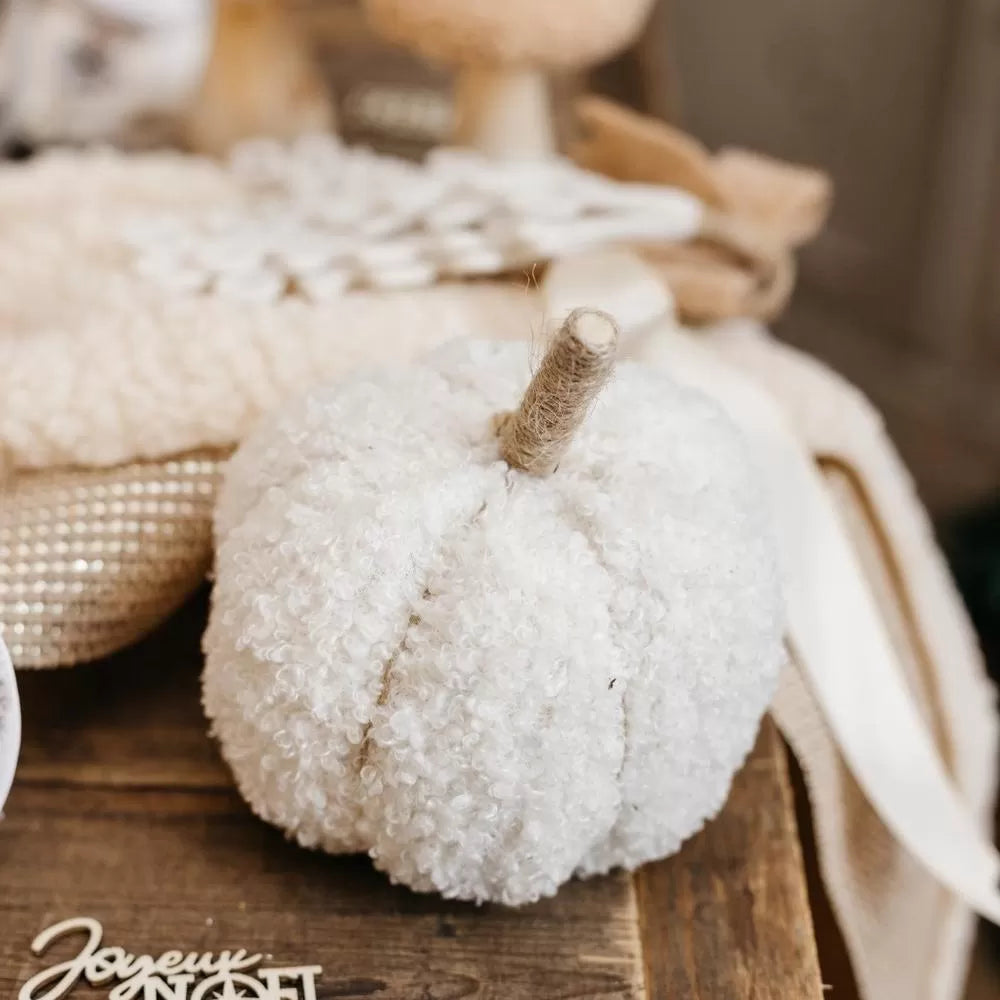 Κολοκύθα Υφασμάτινη Μπουκλέ Λευκή 11x11x13