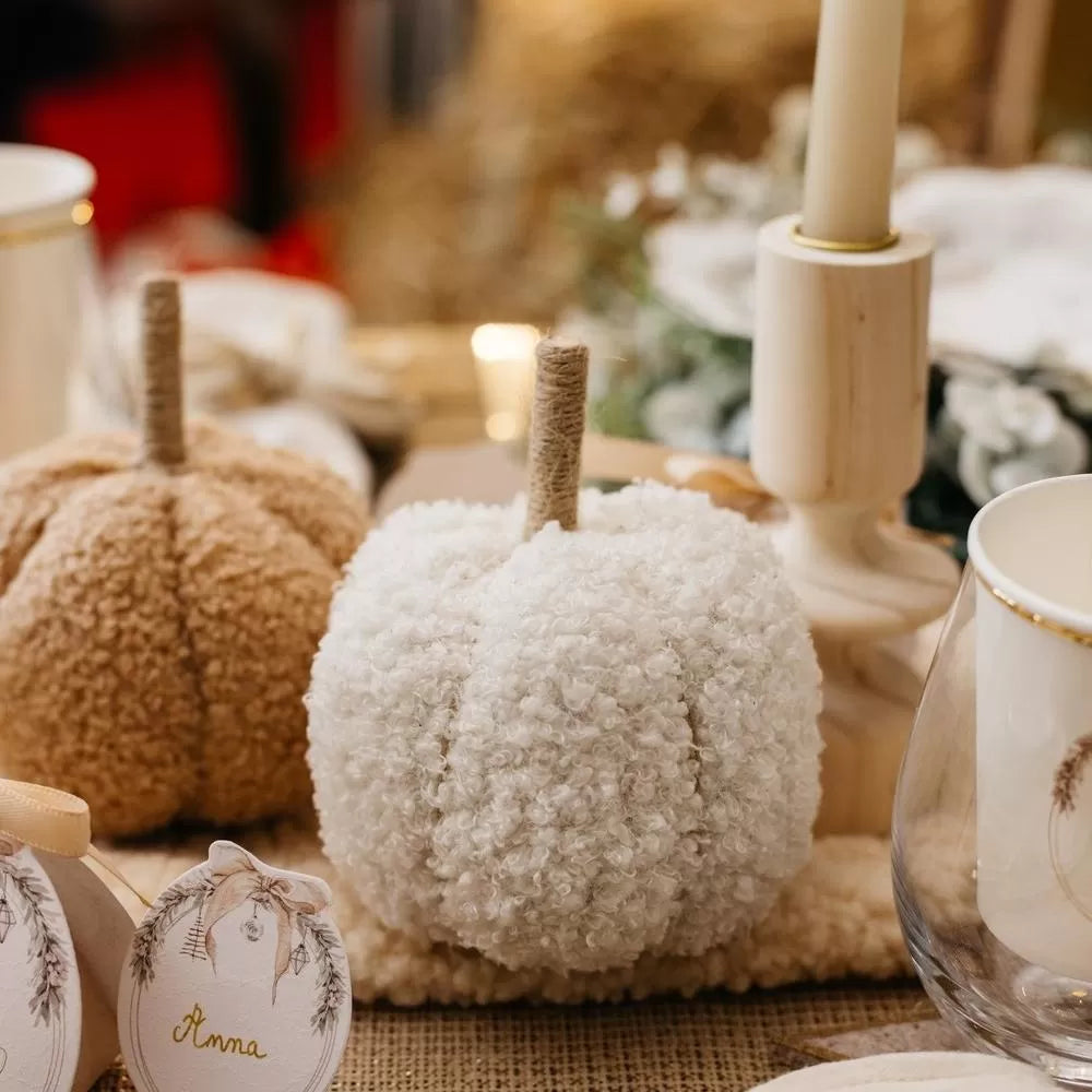 Κολοκύθα Υφασμάτινη Μπουκλέ Λευκή 11x11x13