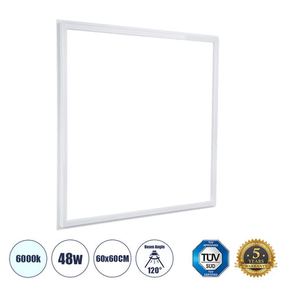 60368 Χωνευτό LED Panel Linear Frameless Super Slim 60x60cm 48W 5760lm 120° CRI≥85Ra AC 220-240V IP44 Μ60 x Π60 x Υ1.5cm - Ψυχρό Λευκό 6000K - TÜV Certified Driver