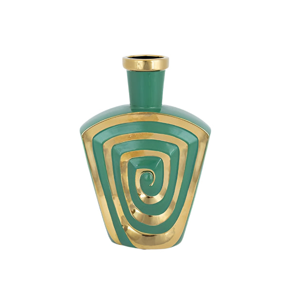 ΒΑΖΟ ΚΕΡΑΜΙΚΟ ΣΚΟΥΡΟ ΠΡΑΣΙΝΟ - ΧΡΥΣΟ 20x7x30