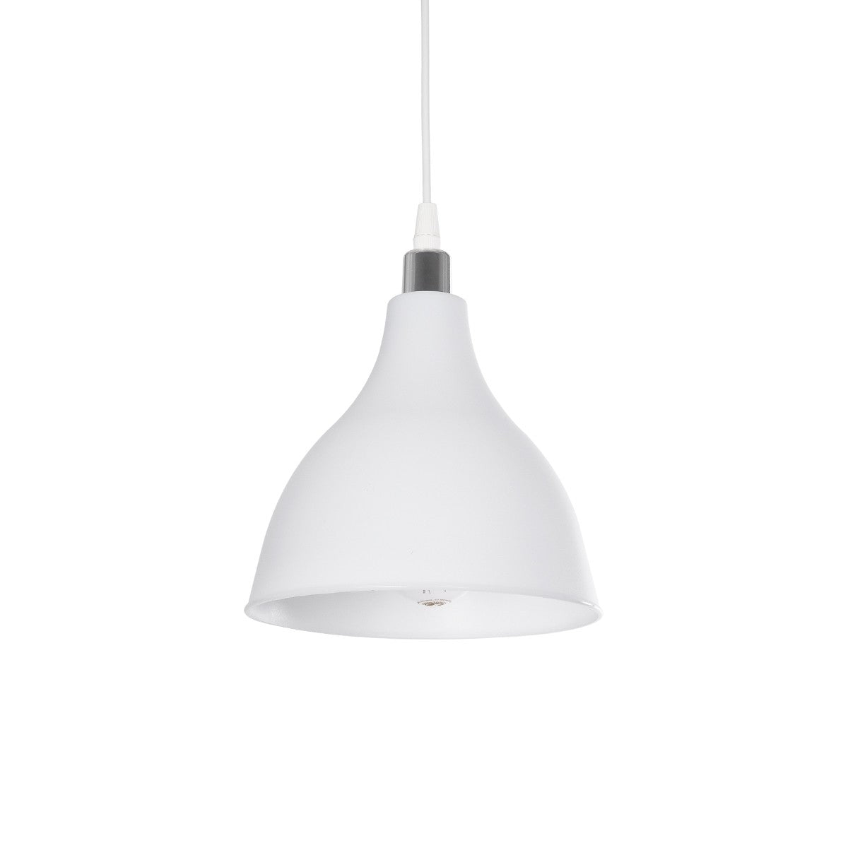 RADE 203-0126 Μοντέρνο Κρεμαστό Φωτιστικό Οροφής με Ντουί 1 x E27 AC 220-240V IP20 - Λευκό & Ασημί - Μ18.5 x Π18.5 x Υ23