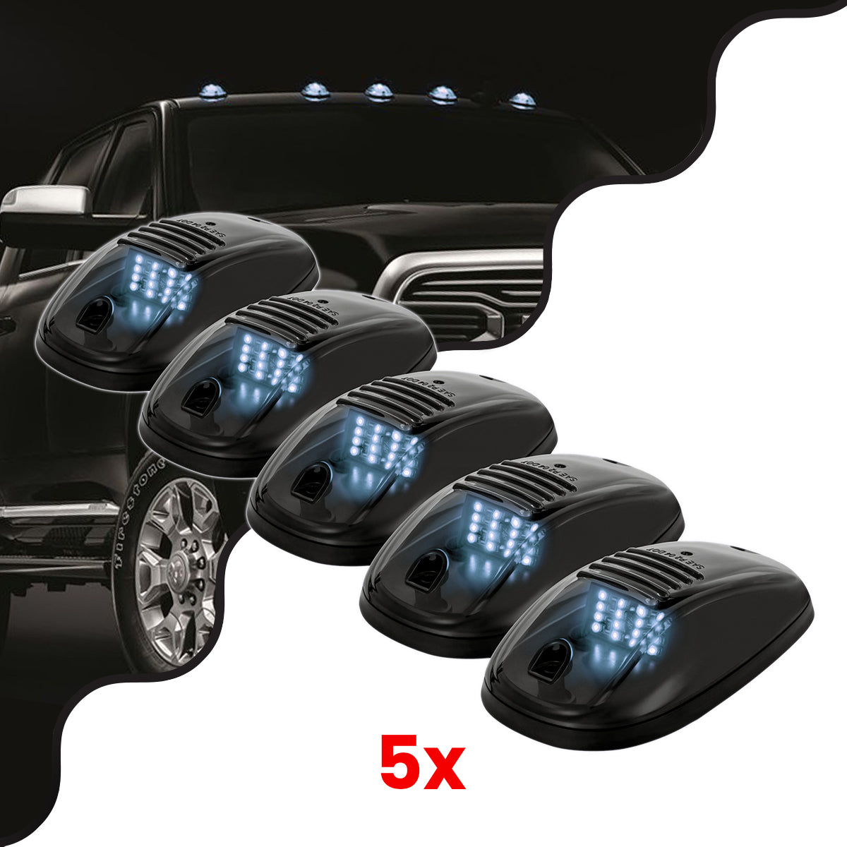 85304 Πακέτο 5 Τεμάχια Φώτα Όγκου Οροφής - Running Lights για Αυτοκίνητα - SUV - Αγροτικά LED SMD 3030 12W 1200lm DC 12V με Διακόπτη On/Off Αδιάβροχα IP65 5x Ψυχρό Λευκό 6000K