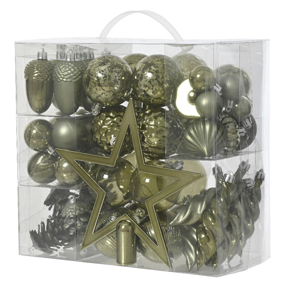 Άθραυστα Στολίδια Λαδί 60 Τμχ Φ3-6εκ