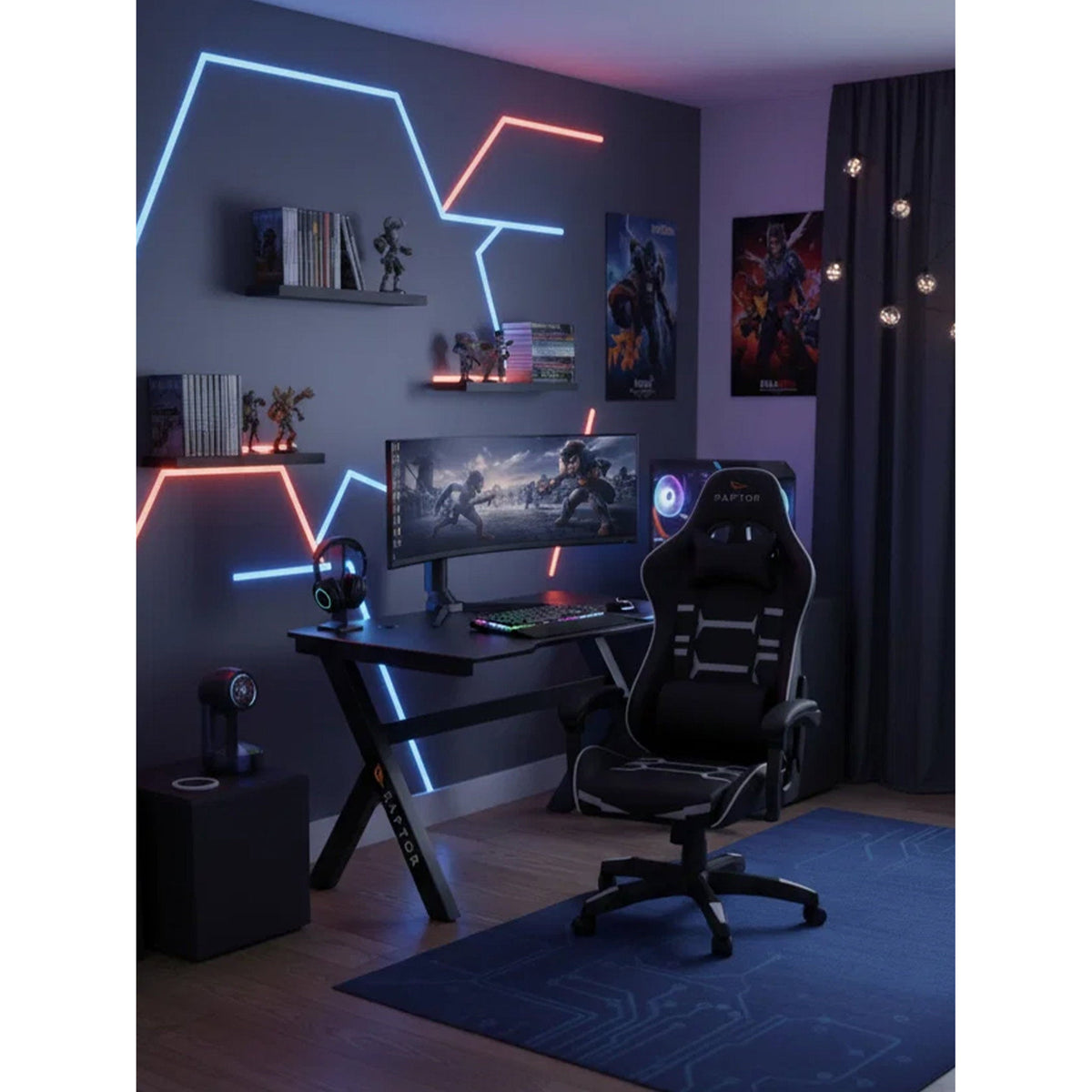 Γραφείο Gaming Raptor Celestial Μαύρο 120x60x75