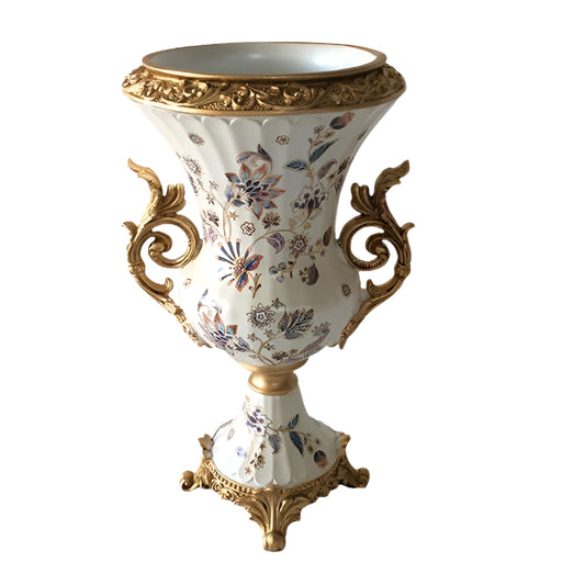 ΒΑΖΟ ΠΟΡΣΕΛΑΝΗ ΜΕ ΠΟΛΥΡΕΖΙΝ ΛΕΥΚΟ-ΧΡΥΣΟ ΜΕ ΛΟΥΛΟΥΔΙΑ 24x24x46