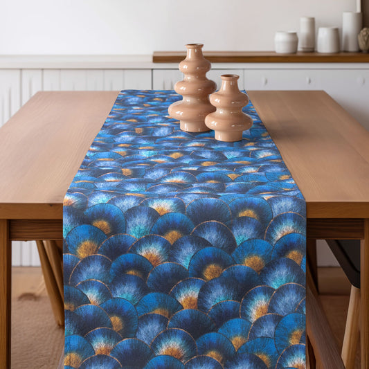 Ράννερ Κύματα Μπλε/Χρυσό 32x150εκ