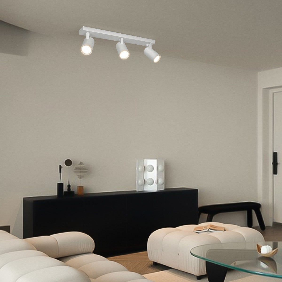 SPOTA KLV-101-0139 Κινούμενο Φωτιστικό Σποτ Οροφής για 3 Λάμπες MR16 με Ντουί GU10 AC 220-240V IP20 - Λευκό Ματ - Μ48 x Π6.2 x Υ14