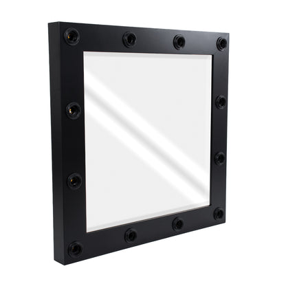 MAKEUP MIRROR-80x80-5 Μοντέρνος Καθρέπτης Μακιγιάζ με Πλαίσιο Φυσικού Ξύλου με Διακόπτη On/Off 12 x E27 AC220-240V - Μ80 x Π7 x Υ80cm - Μαύρος Έβενος