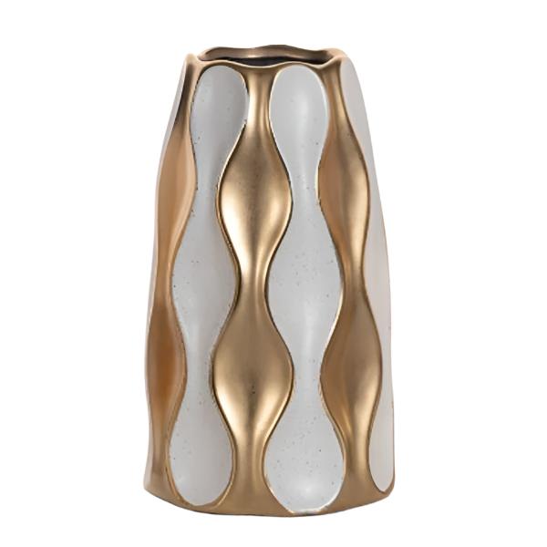 ΒΑΖΟ ΚΕΡΑΜΙΚΟ ΛΕΥΚΟ & ΧΡΥΣΟ 15x15x27