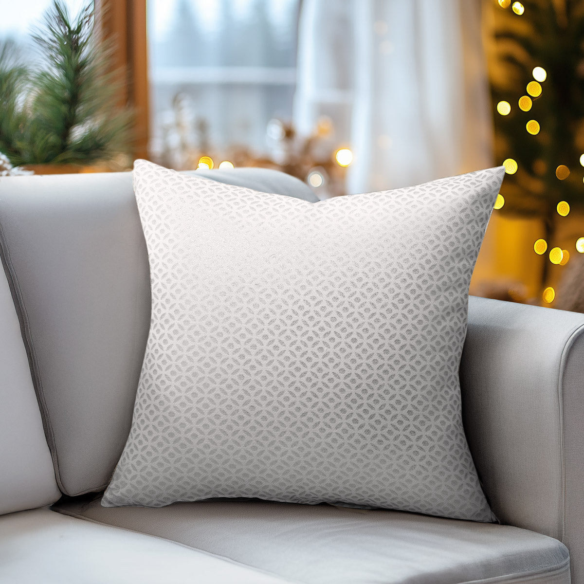 Μαξιλαροθήκη Ζακάρ Εκρού-Ασημί 45x45εκ