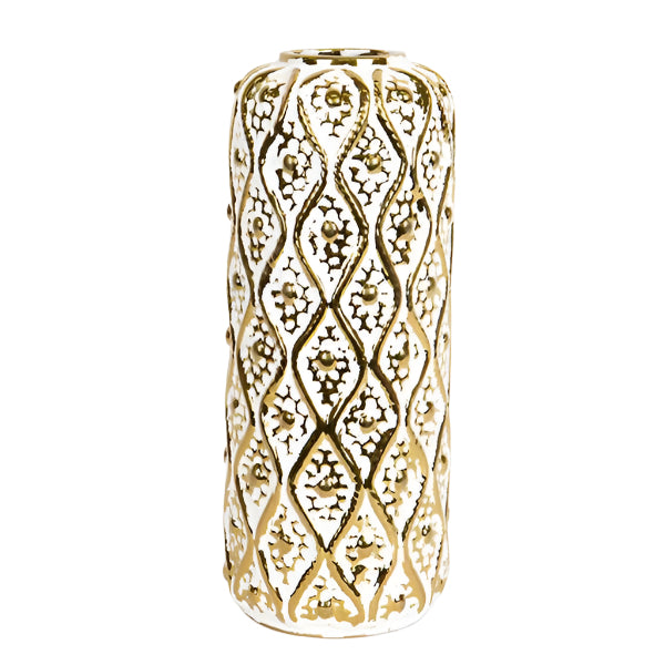 ΒΑΖΟ ΚΕΡΑΜΙΚΟ ΛΕΥΚΟ & ΧΡΥΣΟ 15x15x37