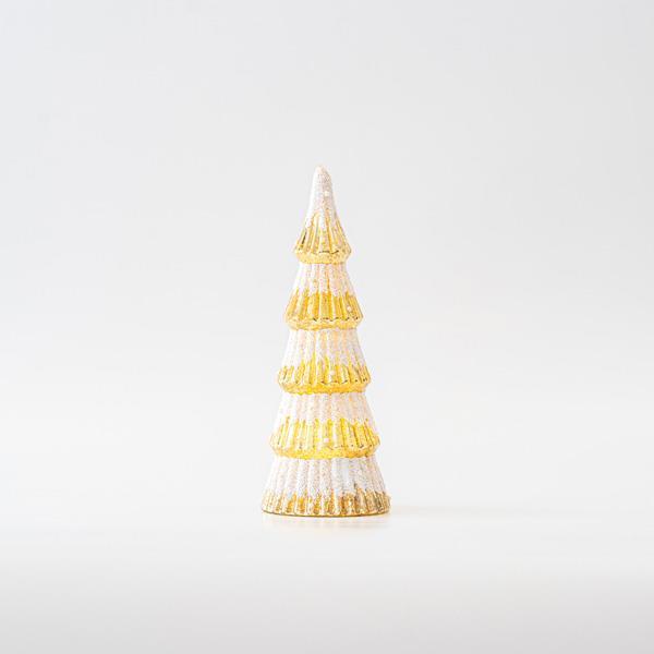 ΔΕΝΤΡΑΚΙ ΓΥΑΛΙΝΟ ΧΡΥΣΟ ΜΕ ΛΕΥΚΟ GLITTER ΦΩΤΙΖΟΜΕΝΟ ΜΠΑΤΑΡΙΑΣ 9x9x21