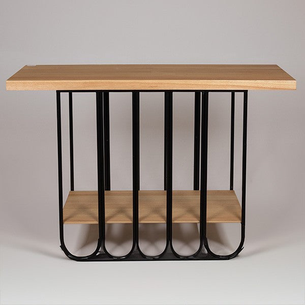 ΚΟΝΣΟΛΑ ΜΕΤΑΛΛΟ-ΞΥΛΟ ΦΥΣΙΚΟ-ΜΑΥΡΟ 120x40x78