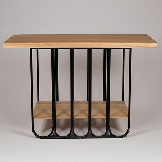 ΚΟΝΣΟΛΑ ΜΕΤΑΛΛΟ-ΞΥΛΟ ΦΥΣΙΚΟ-ΜΑΥΡΟ 120x40x78