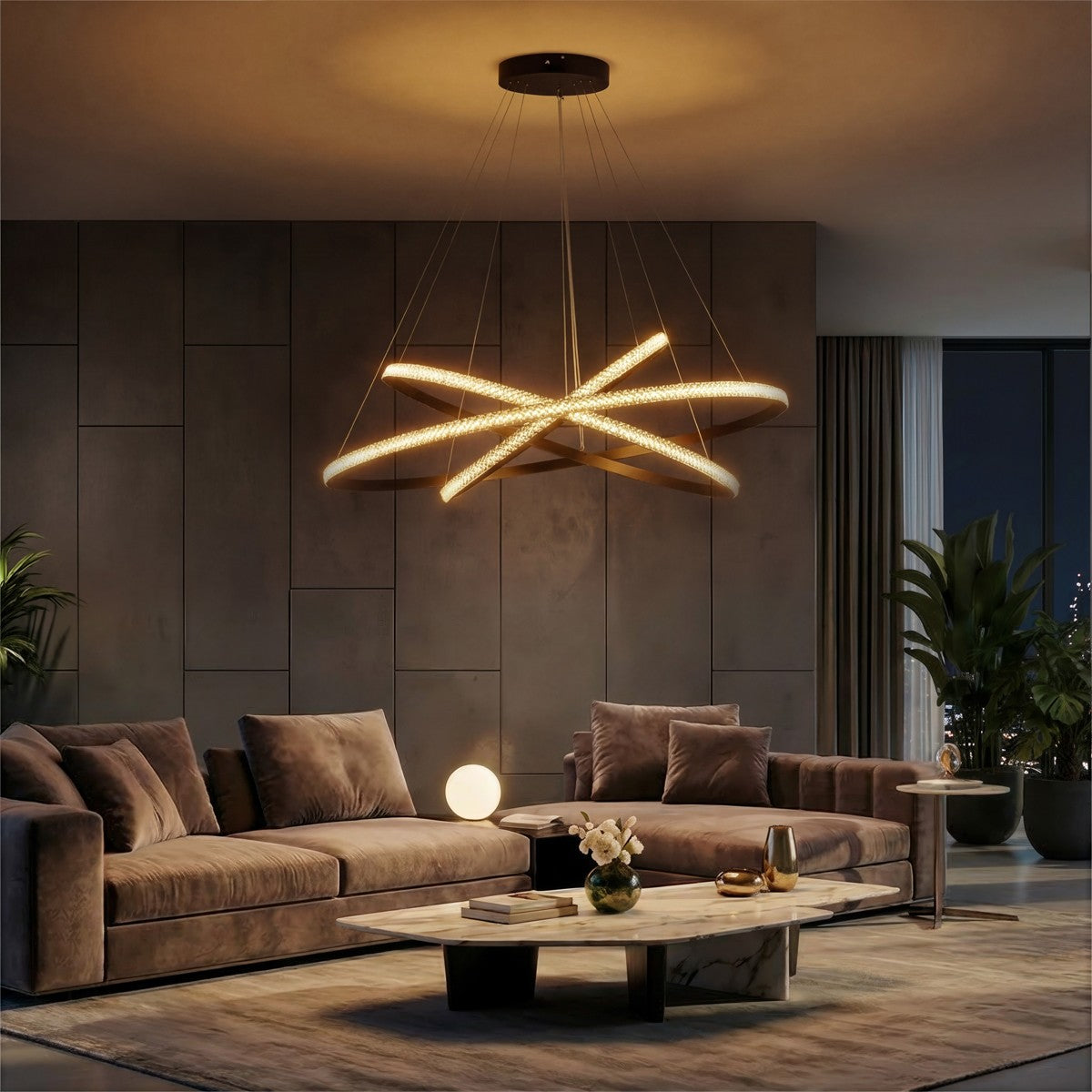 DIAMOND KLV-101-0241-V2 Κρεμαστό Φωτιστικό Οροφής LED 150W 15000lm 180° AC 220-240V IP20 Ρυθμιζόμενο Λευκό CCT με Χειριστήριο από 2700K έως 6000K Dimmable - Lumileds SMD Chip - Μαύρο Ματ - Μ100 x Π100 x Υ100