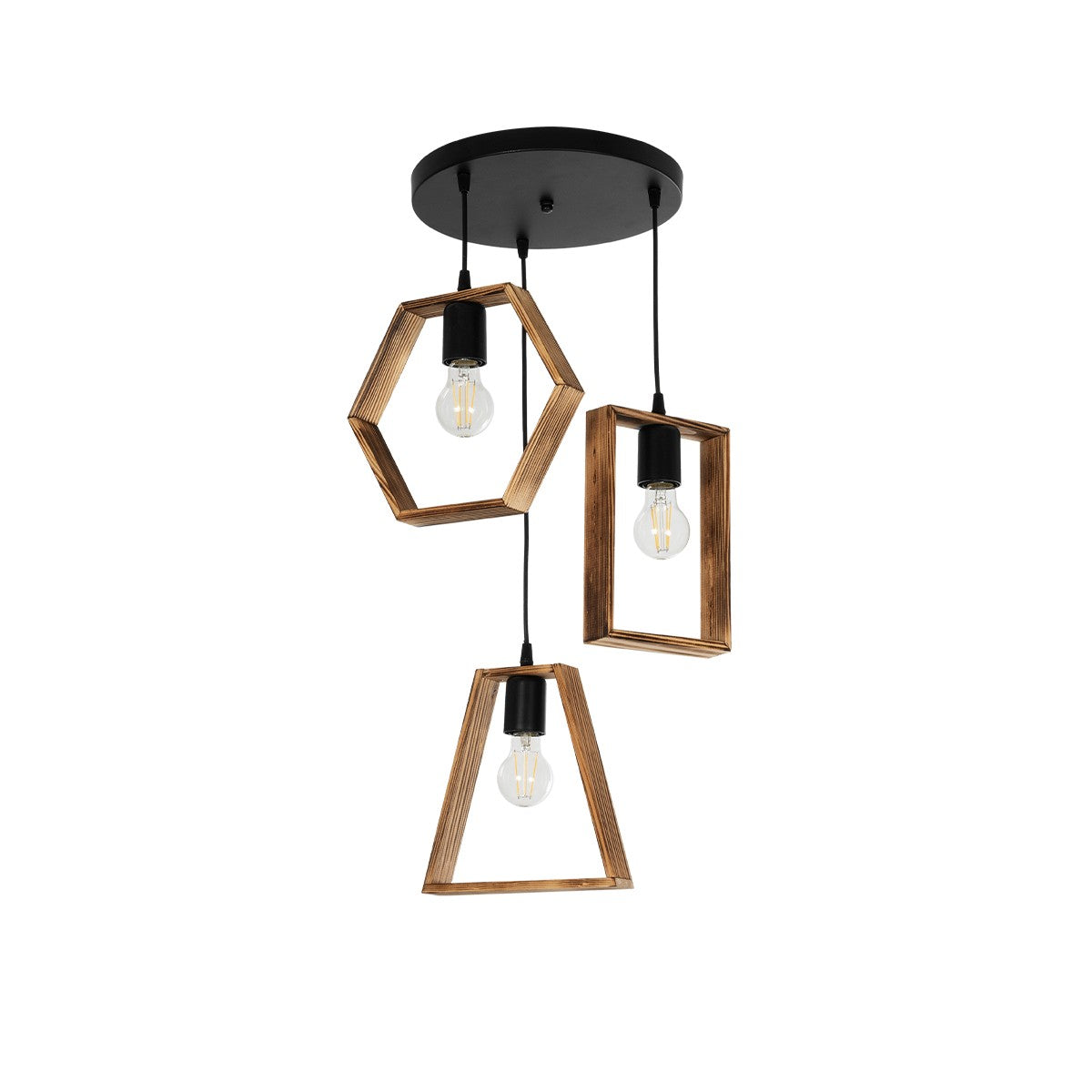 EMBER 201-0102 Vintage Κρεμαστό Φωτιστικό Οροφής με Ντουί 3 x E27 AC 220-240V IP20 - Καφέ & Μαύρο - Μ50 x Π50 x Υ70