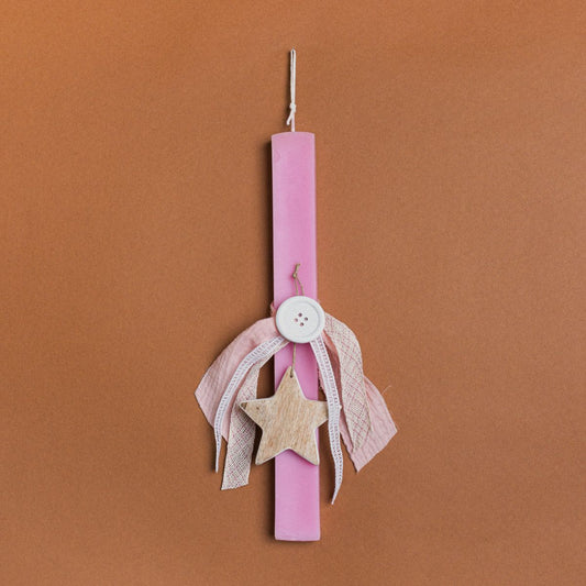 Λαμπάδα Ροζ 33εκ Αστέρι Σμάλτο σε Συσκευασία Δώρου