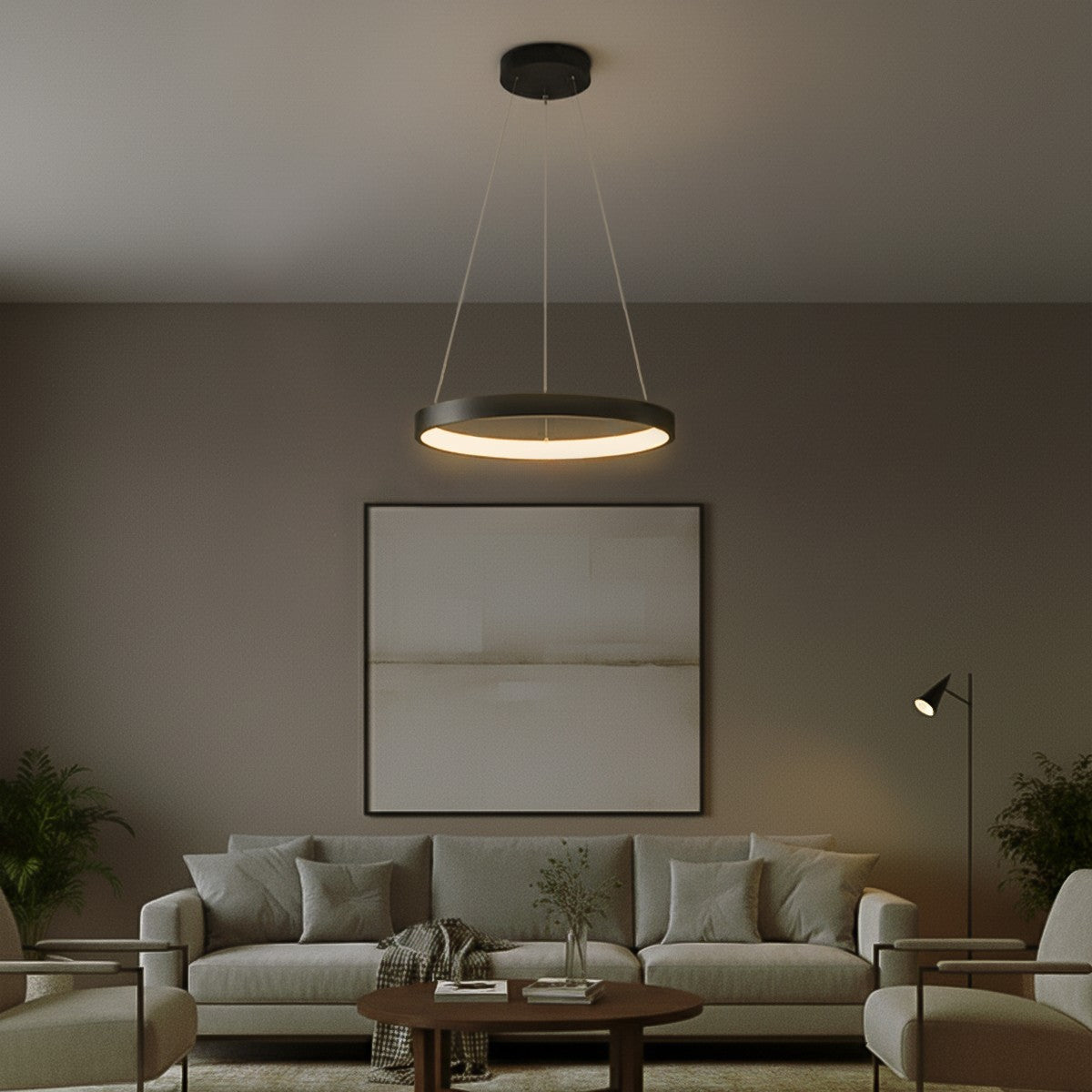 NEMESIS KLV-101-0208 Κρεμαστό Φωτιστικό Οροφής LED 45W 4500lm 180° AC 220-240V IP20 Ρυθμιζόμενο Λευκό CCT με Χειριστήριο από 2700K έως 6000K Dimmable - Lumileds SMD Chip - Μαύρο Ματ - Μ60 x Π60 x Υ4