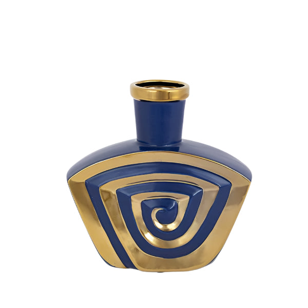 ΒΑΖΟ ΚΕΡΑΜΙΚΟ ΣΚΟΥΡΟ ΜΠΛΕ-ΧΡΥΣΟ 23x7x24