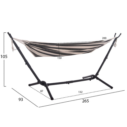 HAMMOCK CRAVE CHARCOAL METAL FRAME DARK BLUE FABRIC WITH WHITE STRIPE 265x93x105
