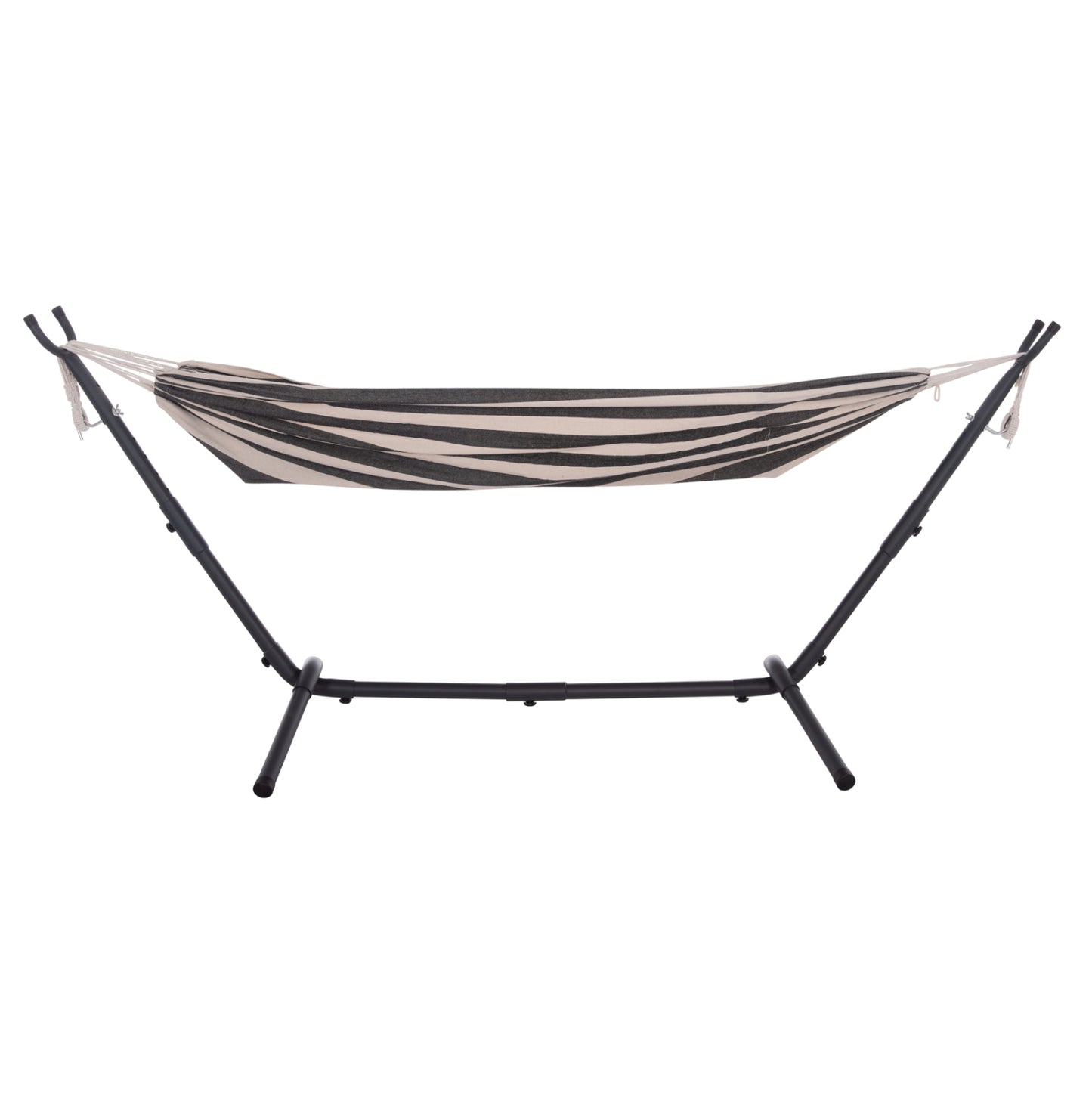HAMMOCK CRAVE CHARCOAL METAL FRAME DARK BLUE FABRIC WITH WHITE STRIPE 265x93x105