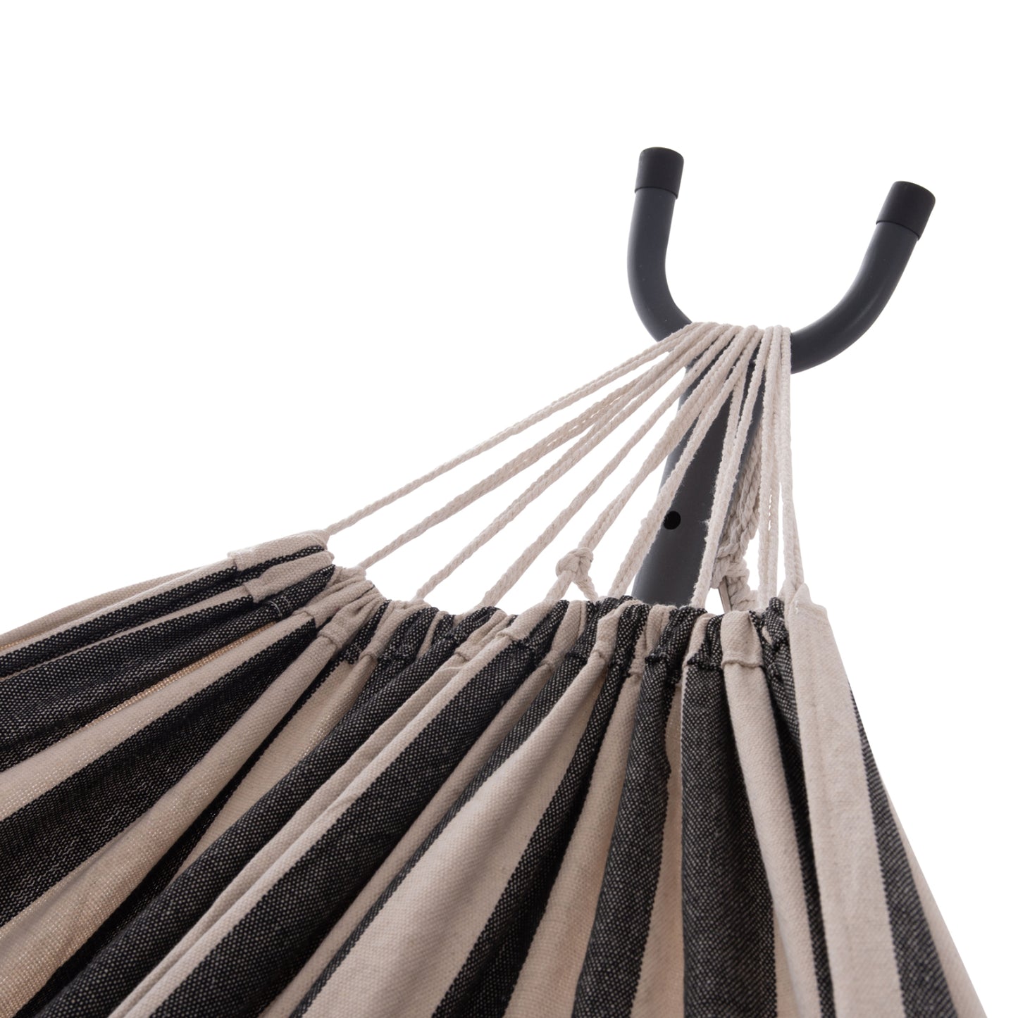 HAMMOCK CRAVE CHARCOAL METAL FRAME DARK BLUE FABRIC WITH WHITE STRIPE 265x93x105