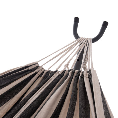 HAMMOCK CRAVE CHARCOAL METAL FRAME DARK BLUE FABRIC WITH WHITE STRIPE 265x93x105