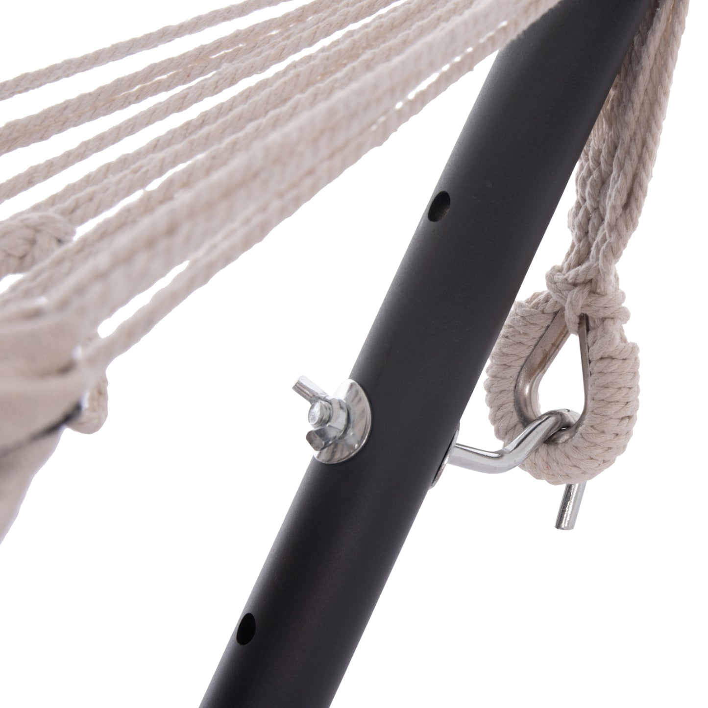 HAMMOCK CRAVE CHARCOAL METAL FRAME DARK BLUE FABRIC WITH WHITE STRIPE 265x93x105