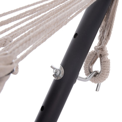 HAMMOCK CRAVE CHARCOAL METAL FRAME DARK BLUE FABRIC WITH WHITE STRIPE 265x93x105