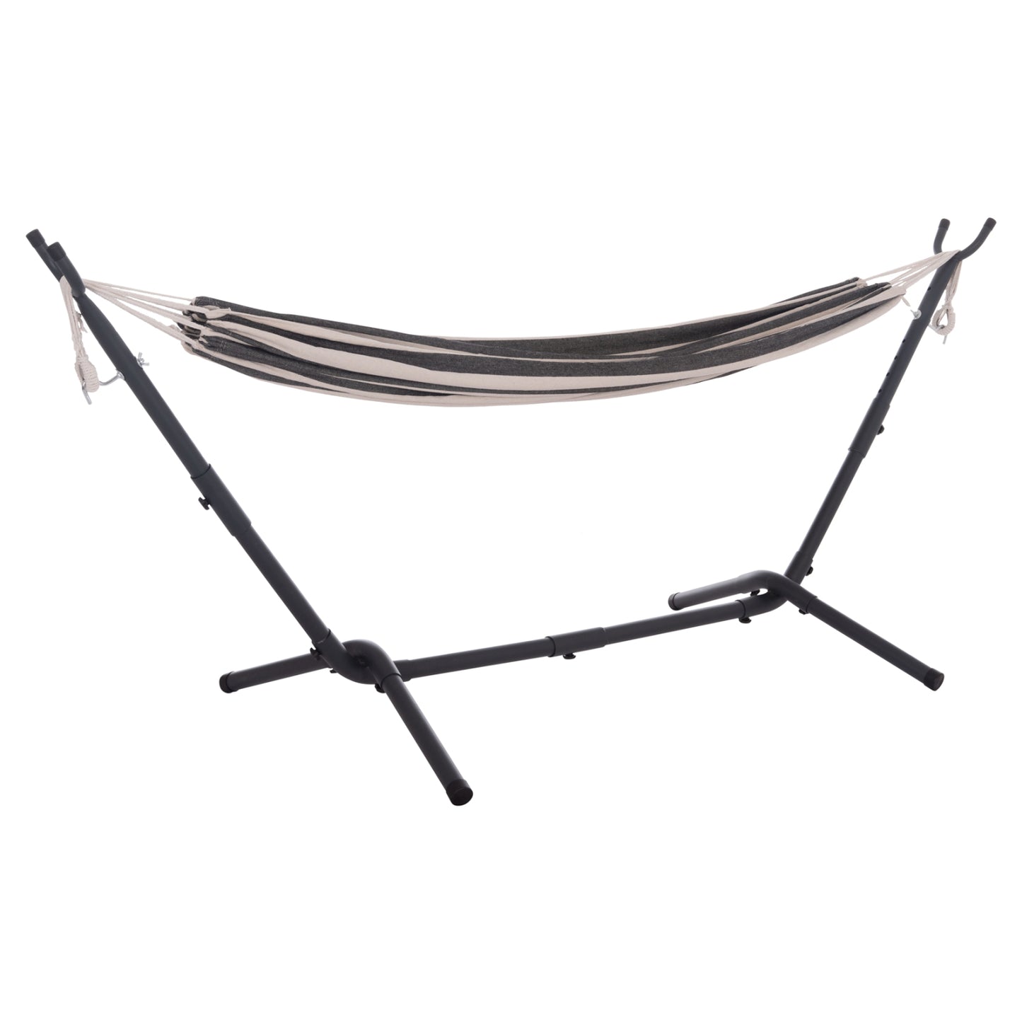 HAMMOCK CRAVE CHARCOAL METAL FRAME DARK BLUE FABRIC WITH WHITE STRIPE 265x93x105