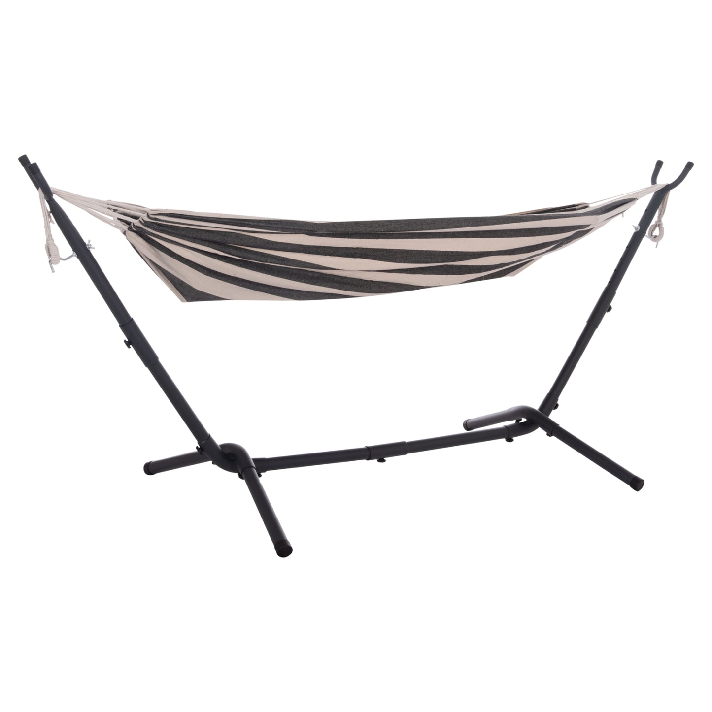HAMMOCK CRAVE CHARCOAL METAL FRAME DARK BLUE FABRIC WITH WHITE STRIPE 265x93x105
