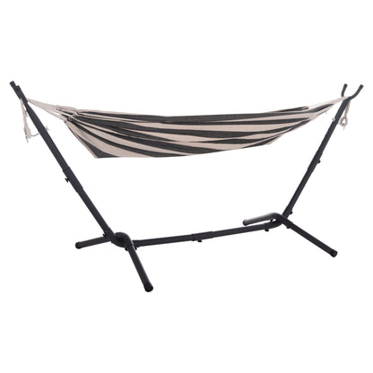 HAMMOCK CRAVE CHARCOAL METAL FRAME DARK BLUE FABRIC WITH WHITE STRIPE 265x93x105