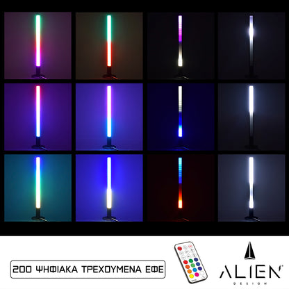 ALIEN-DIVA-BLACK-50-11 ALIEN Design DIVA Μοντέρνο Minimal Nordic Μεταλλικό Φωτιστικό Επιτραπέζιο - Πορτατίφ - Λαμπατέρ Μαύρο LED 10W 1500lm με Ασύρματο Χειριστήριο RF & Dimmer IP20 Πολύχρωμο RGBW Ψηφιακή με Τρεχούμενα Εφέ Μ3 x Π1.6 x Υ50cm