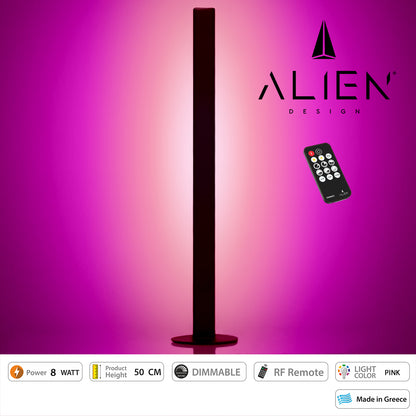 ALIEN-DIVA-BLACK-50-7 ALIEN Design DIVA Μοντέρνο Minimal Nordic Μεταλλικό Φωτιστικό Επιτραπέζιο - Πορτατίφ - Λαμπατέρ Μαύρο LED 8W 800 lm με Ασύρματο Χειριστήριο RF & Dimmer IP20 Ροζ Μ3 x Π1.6 x Υ50cm