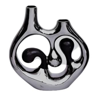 Βάζο Κεραμικό Διακοσμητικό Ασημί 25x7x22