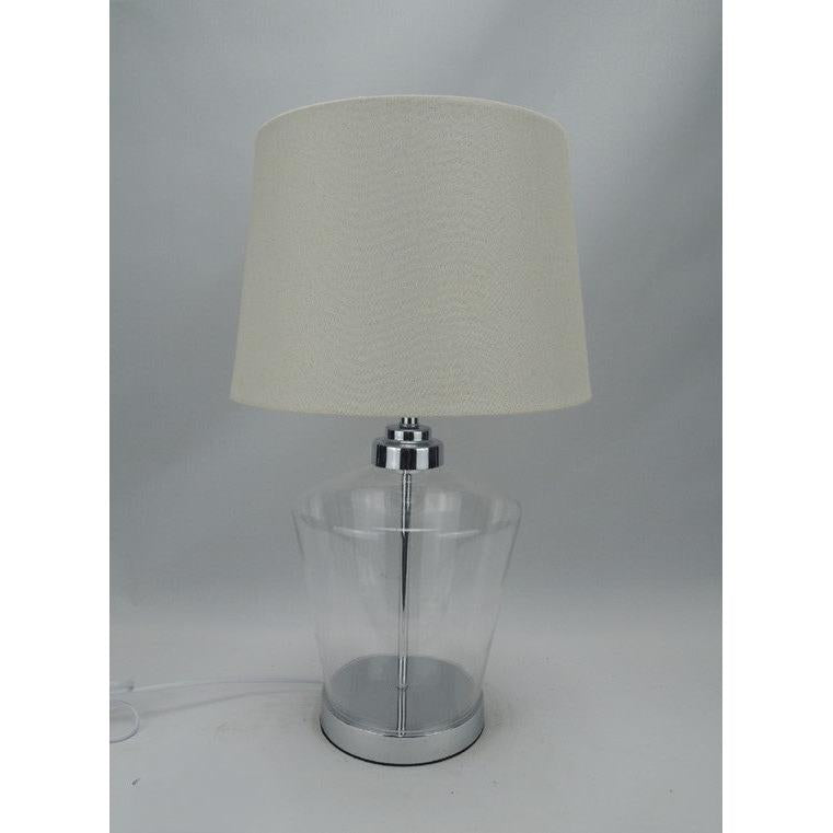 Φωτιστικό Επιτραπέζιο Γυάλινο Μεταλλικό Λευκό/Ασημί 30x51εκ