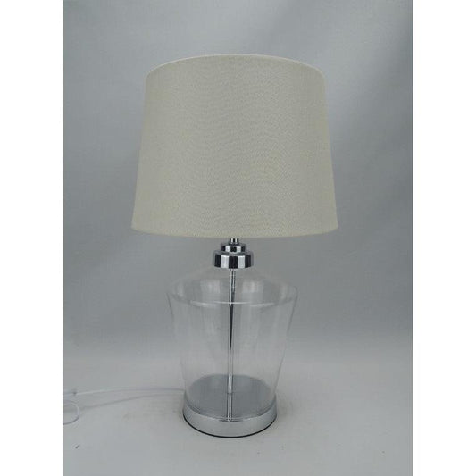 Φωτιστικό Επιτραπέζιο Γυάλινο Μεταλλικό Λευκό/Ασημί 30x51εκ