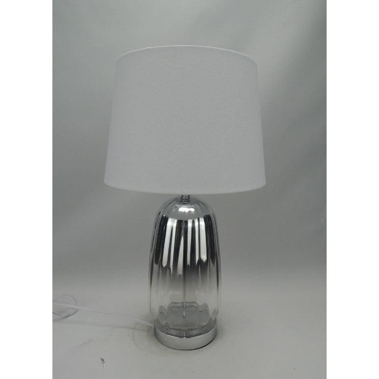 Φωτιστικό Επιτραπέζιο Γυάλινο Μεταλλικό Λευκό/Ασημί 30x52εκ