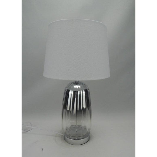 Φωτιστικό Επιτραπέζιο Γυάλινο Μεταλλικό Λευκό/Ασημί 30x52εκ