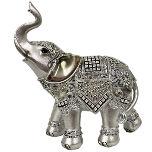 Διακοσμητικός Ελέφαντας Πολυεστερικός σε Ασημί Χρώμα 17x7x19