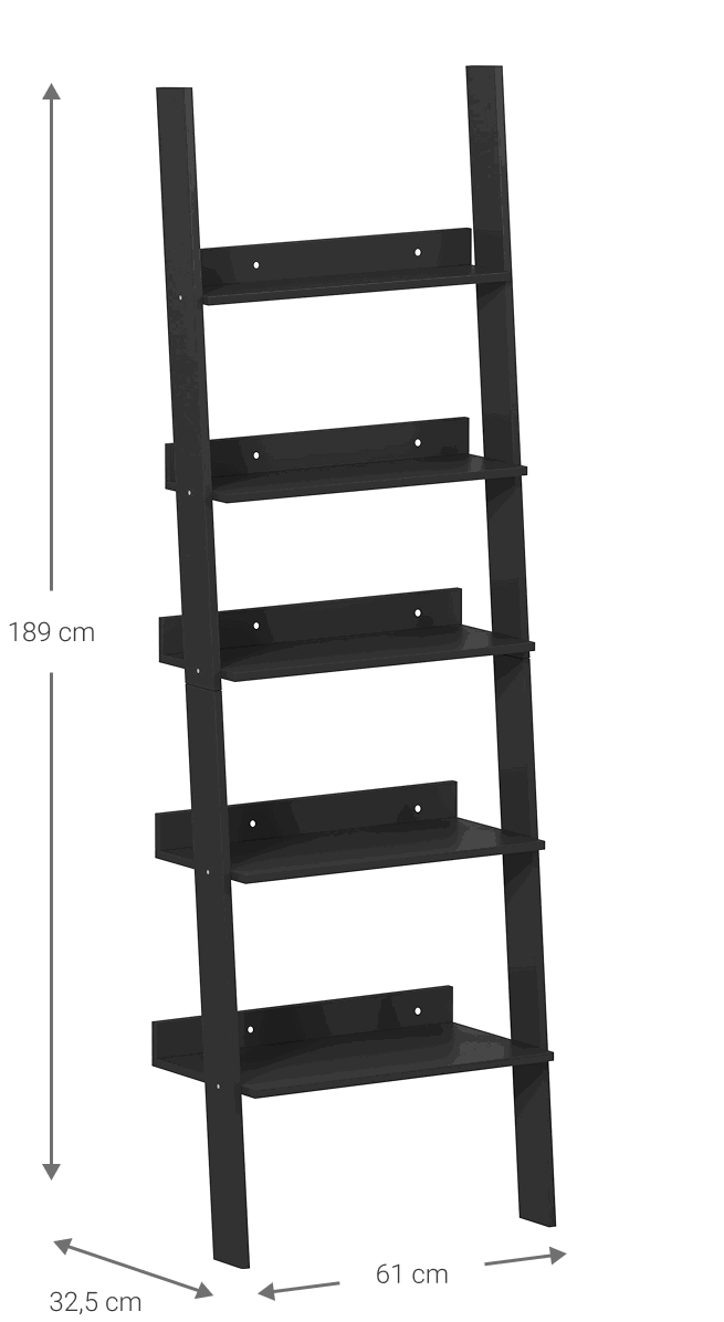 Βιβλιοθήκη Gambi Μαύρο 61x32.5x189