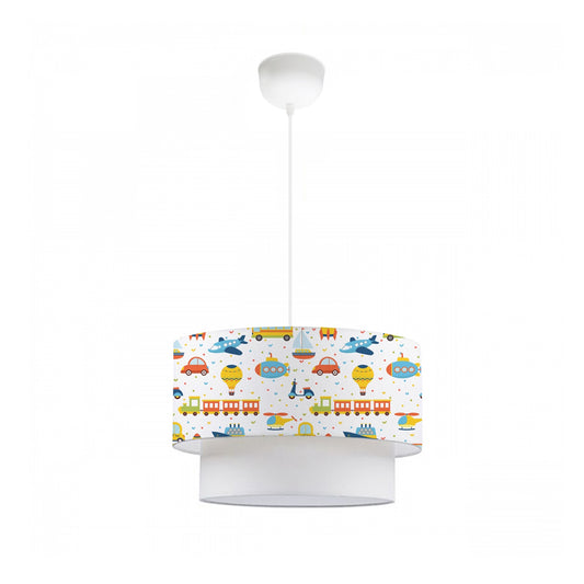 TRAIN 204-0009 Παιδικό Κρεμαστό Φωτιστικό Φιγούρα Μονόφωτο 1 x E27 IP20 Λευκό Ύφασμα - Μ30 x Π30 x Υ70cm