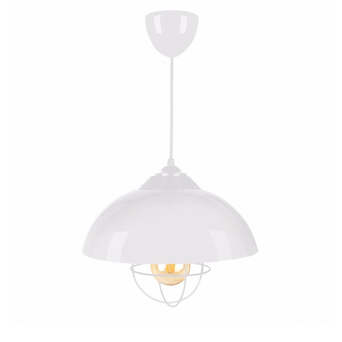 INDUSTRY 204-0111 Μοντέρνο Κρεμαστό Φωτιστικό Καμπάνα Μονόφωτο 1 x E27 IP20 Λευκό Μέταλλο - Μ30 x Π30 x Υ70cm