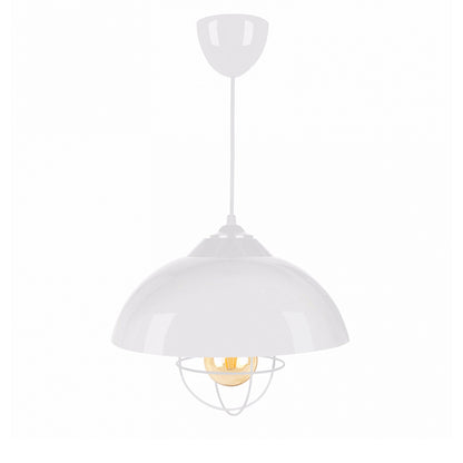 INDUSTRY 204-0111 Μοντέρνο Κρεμαστό Φωτιστικό Καμπάνα Μονόφωτο 1 x E27 IP20 Λευκό Μέταλλο - Μ30 x Π30 x Υ70cm