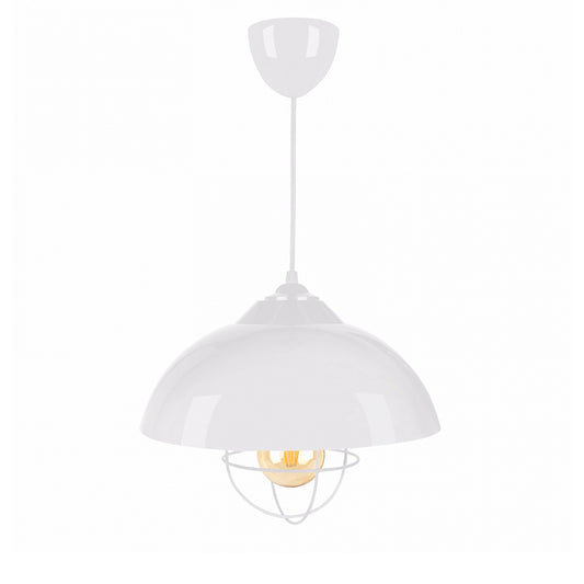 INDUSTRY 204-0111 Μοντέρνο Κρεμαστό Φωτιστικό Καμπάνα Μονόφωτο 1 x E27 IP20 Λευκό Μέταλλο - Μ30 x Π30 x Υ70cm