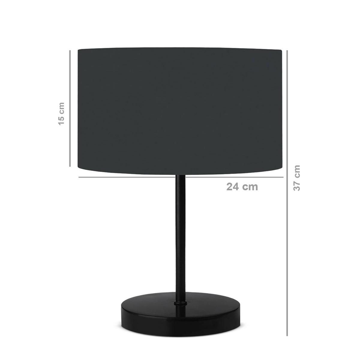 LARA 204-0076 Μοντέρνο Eπιτραπέζιο Φωτιστικό Μονόφωτο 1 x E27 IP20 Μαύρο Μέταλλο με Γκρι Ύφασμα - Μ24 x Π24 x Υ35cm