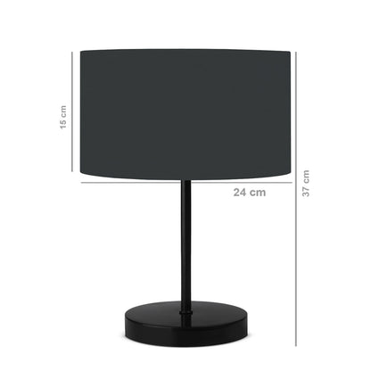 LARA 204-0076 Μοντέρνο Eπιτραπέζιο Φωτιστικό Μονόφωτο 1 x E27 IP20 Μαύρο Μέταλλο με Γκρι Ύφασμα - Μ24 x Π24 x Υ35cm