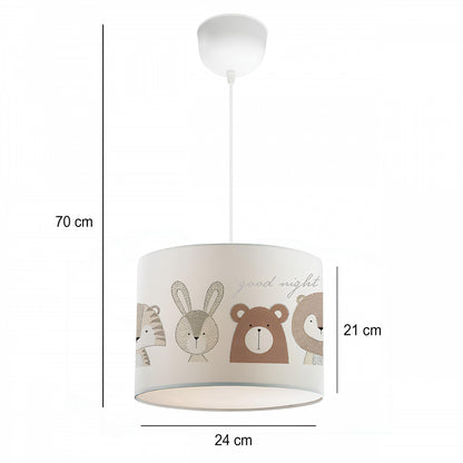 BEAR 204-0021 Παιδικό Κρεμαστό Φωτιστικό Φιγούρα Μονόφωτο 1 x E27 IP20 Λευκό Ύφασμα - Μ24 x Π24 x Υ70cm