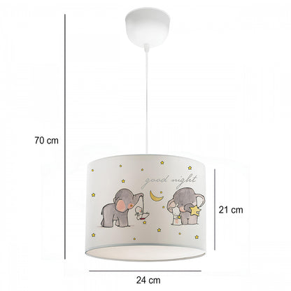 ELEPHANT 204-0020 Παιδικό Κρεμαστό Φωτιστικό Φιγούρα Μονόφωτο 1 x E27 IP20 Λευκό Ύφασμα - Μ24 x Π24 x Υ70cm